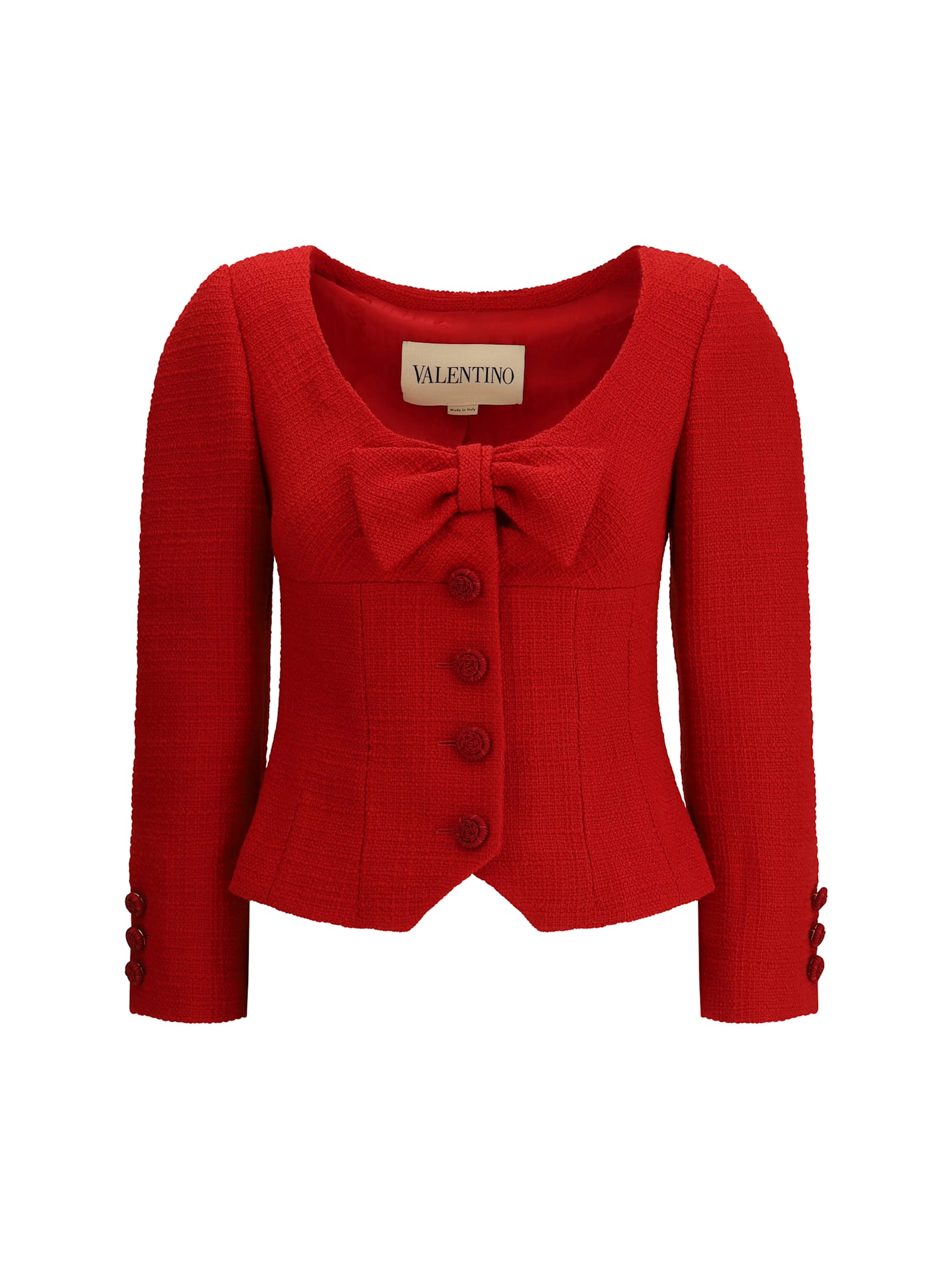 Valentino Short Jacket In Plain Wool Tweed