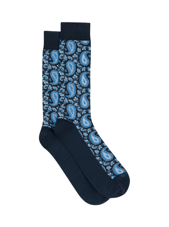 Etro, Chaussettes À Motif Paisley, Homme, Bleu Marine, Taille II