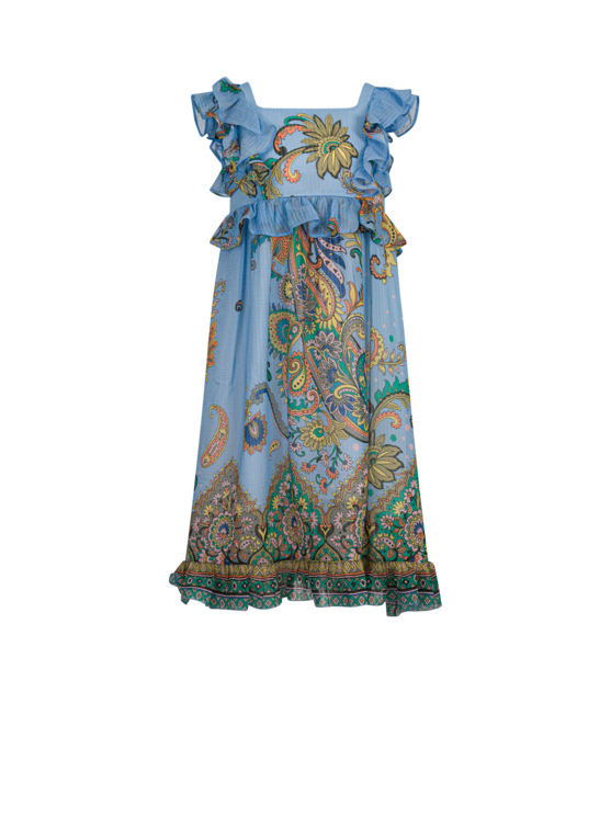 Etro, Robe En Soie Mélangée À Imprimé Placé, Multicolore, Taille 10Y