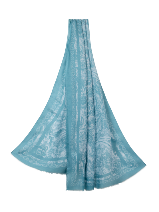 Etro, Écharpe À Motif Ton Sur Ton, Homme, Bleu