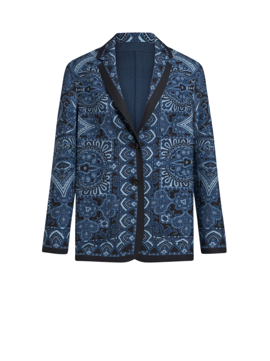 Etro, Veste Réversible À Motif Foulard, Femme, Bleu Marine, Taille 44