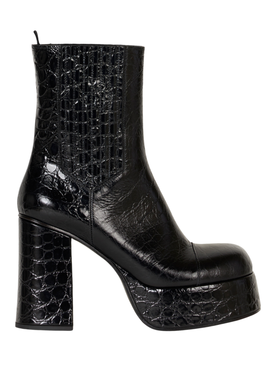 Etro, Printed Leather Platform Ankle Boots, Femme, Noir, Taille 41