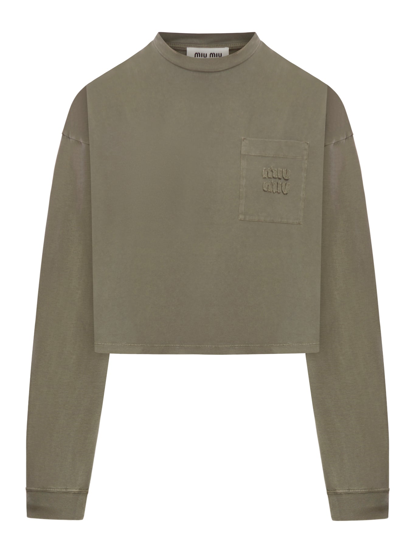 LONG SLEEVE CROP T-SHIRT - Miu Miu - Woman