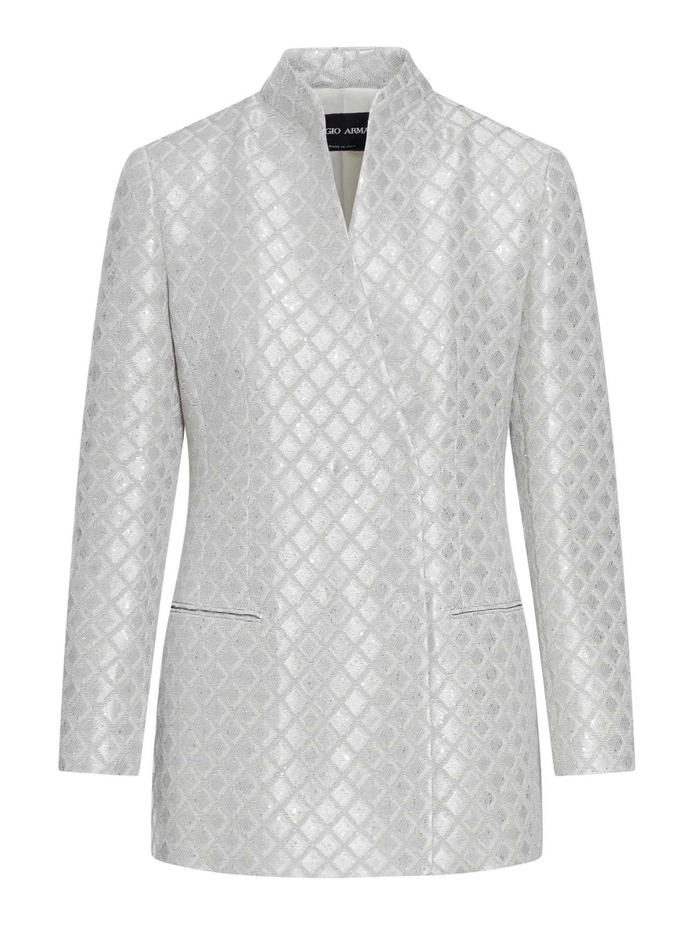 CHECKED BLAZER IN LAMINATED FABRIC WITH SEQUINS - Giorgio Armani - Woman