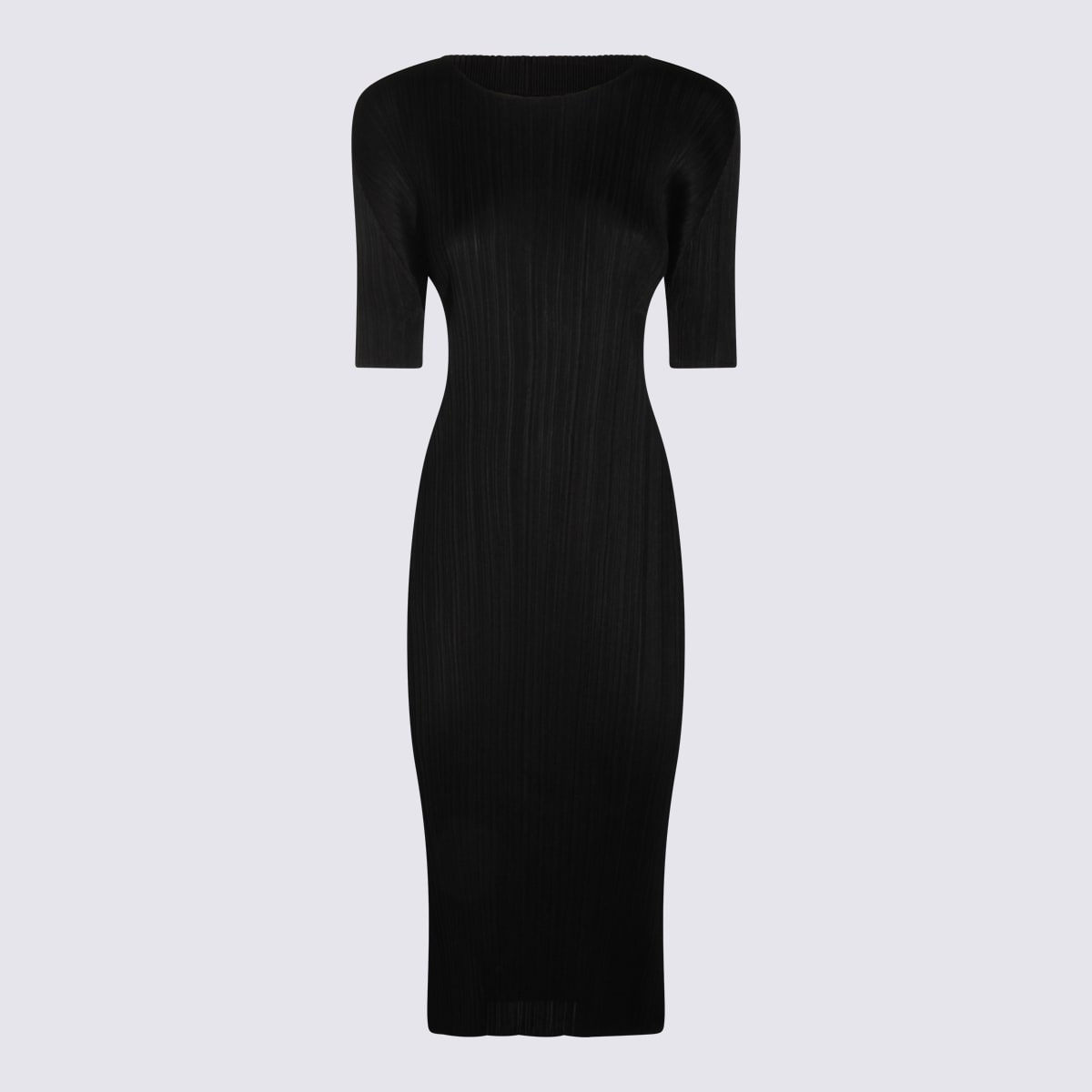Pleats Please Issey Miyake Black Midi Dress