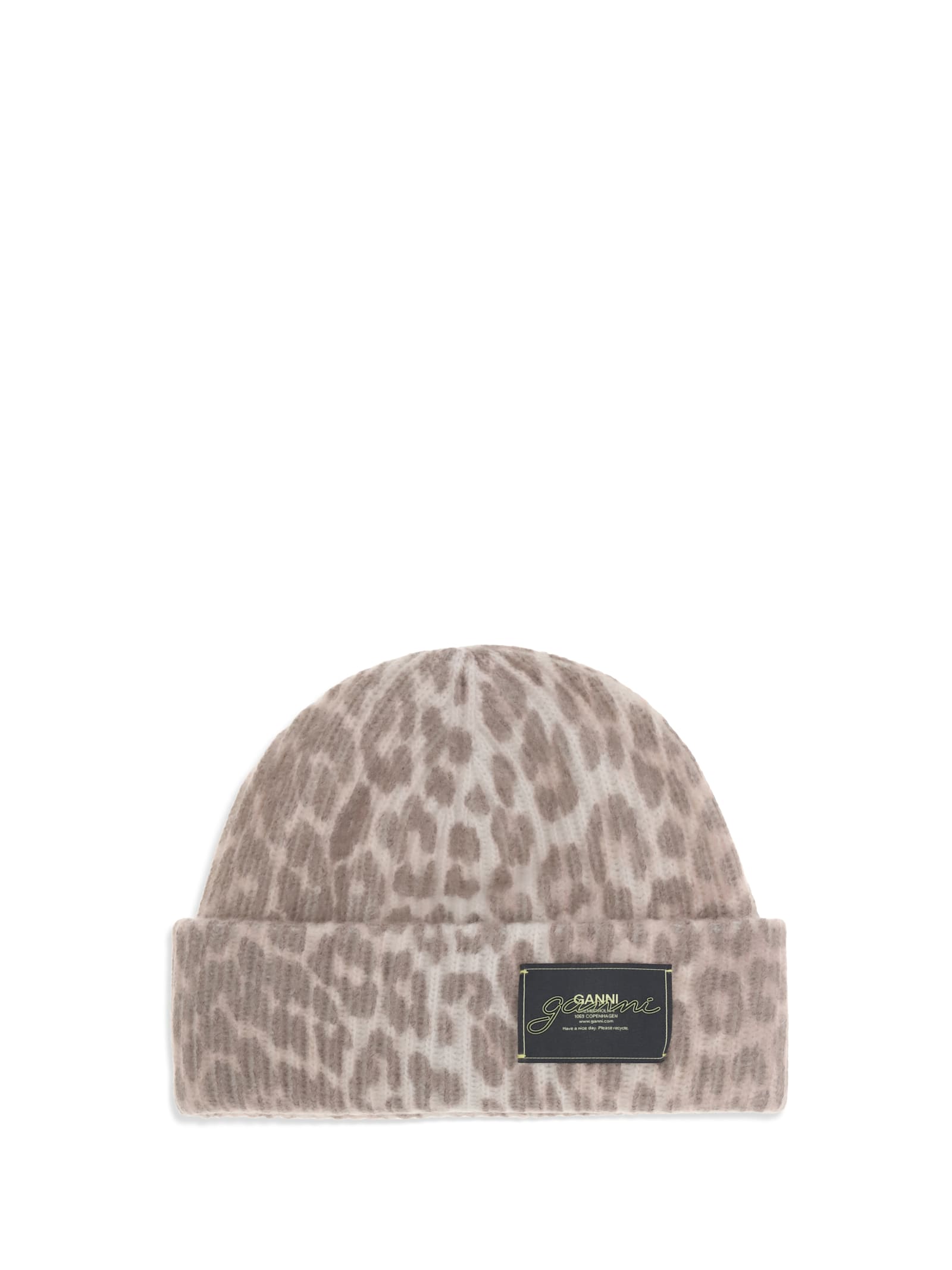 Ganni Leopard Beanie Hat