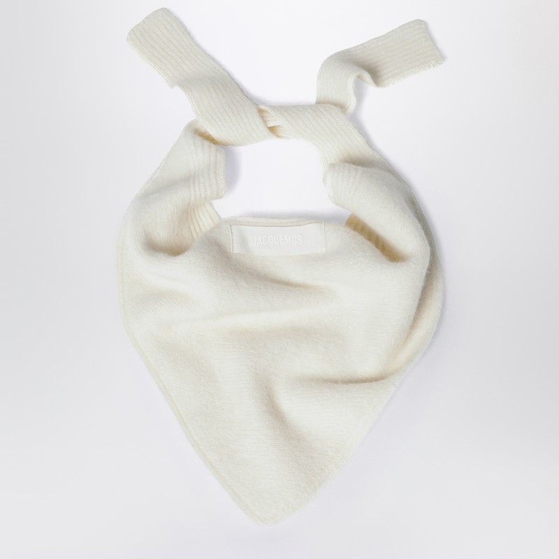 White scarf with grosgrain logo