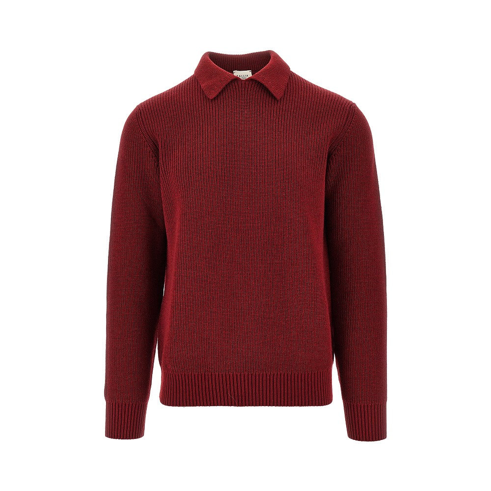 GALLIA KNIT Merino wool sweater with collar Man 48