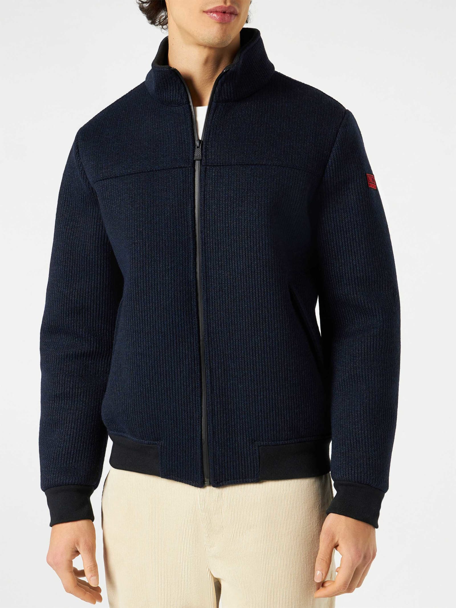 MC2 Saint Barth Ribbed Knit Blue Jacket