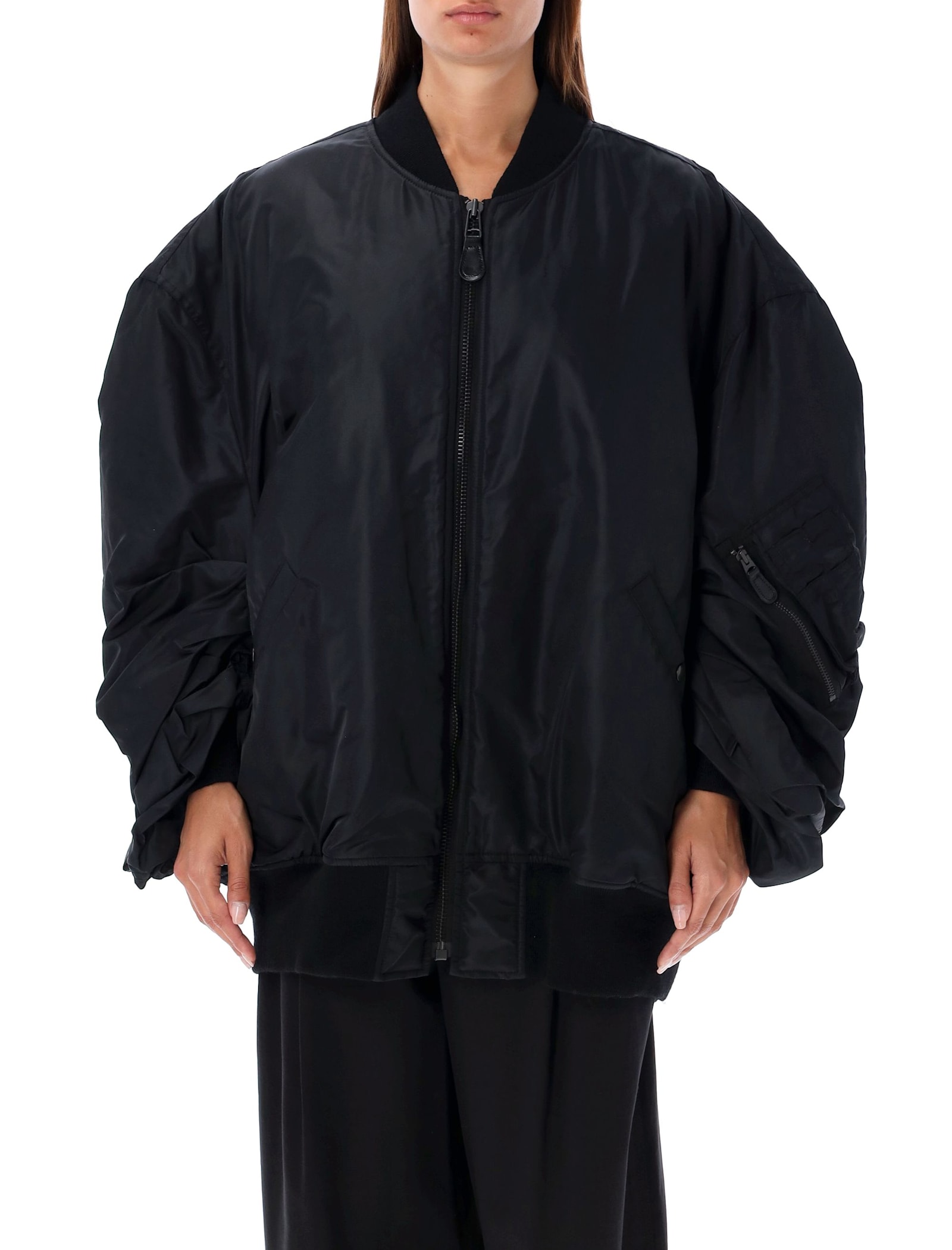 Junya Watanabe Oversized Bomber Jacket With Ruched Sleeves