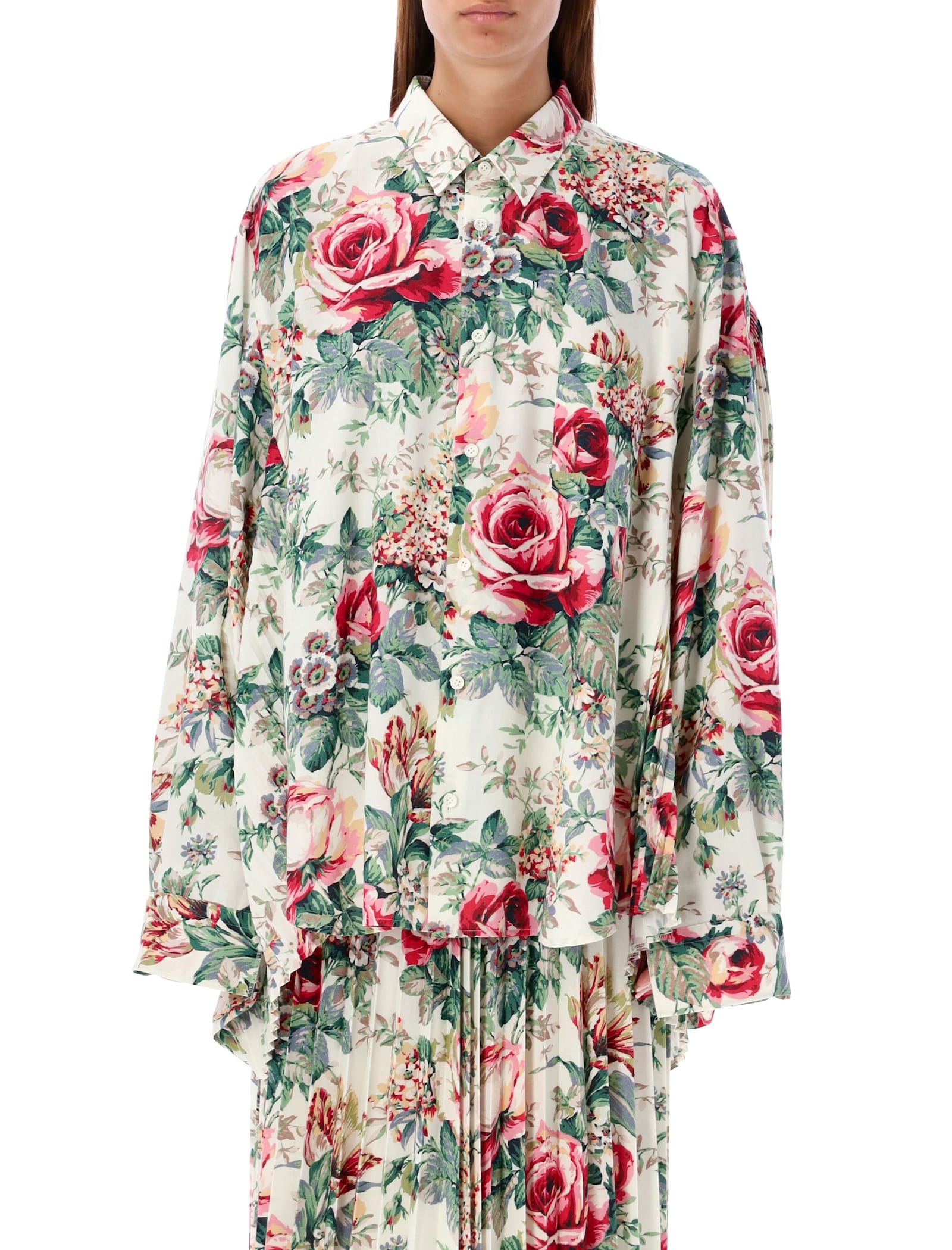 Junya Watanabe Floral Print Oversized Button-up Shirt